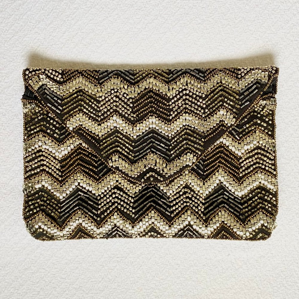 Vintage Chevron Beaded Convertible Evening Clutch